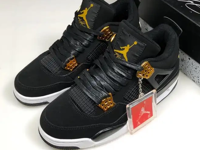 Bmlin Black Air Jordan 4 Gold-White Metallic Royalty 308497-032 0507
